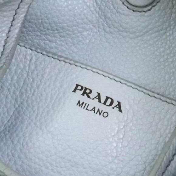 Auth PRADA Handbag Light Gray Leather - Picture 12 of 15